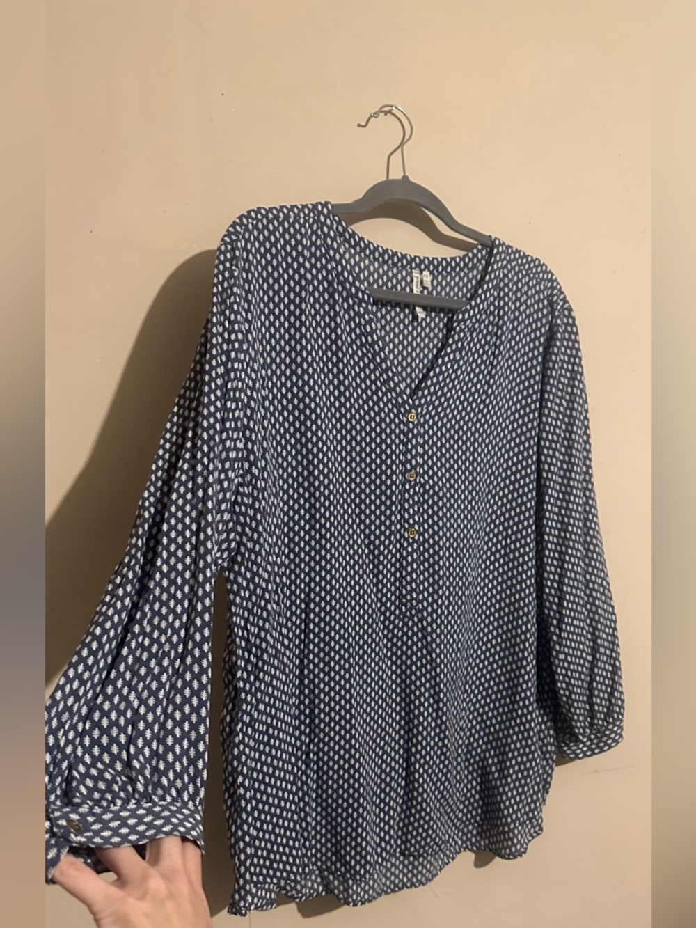 grand & greene Navy and White Printed V-Neck Tunic